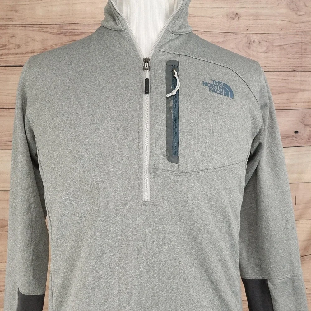 The North Face Pullover Mens M Gray 1/4 Zip Fleece Pocket Athletic Top
